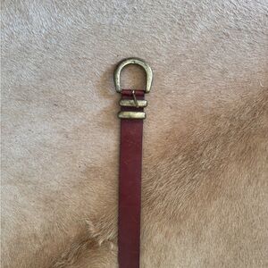 Brown Leather Belt with Brass Buckle